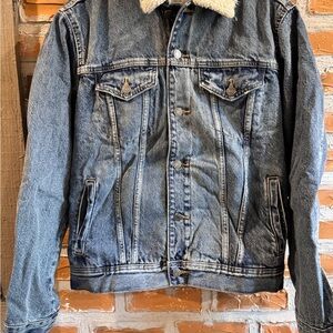 Old Navy Blue Denim Sherpa Collar Jacket